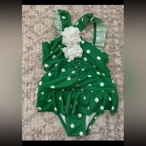 Janie and jack green polka dot swim suit baby girl